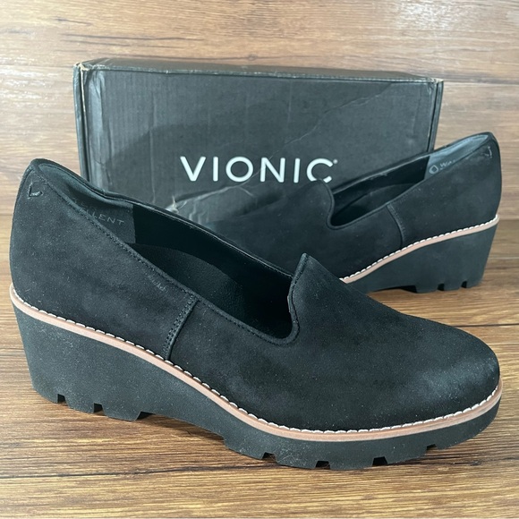 Vionic Shoes - VIONIC ‘Willa’ Black Suede Wedge Loafers Women’s NEW Shoes Slip-On